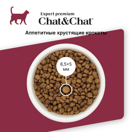 Chat&amp;Chat Expert Premium сухой корм для взрослых кошек с говядиной и горохом - 14 кг