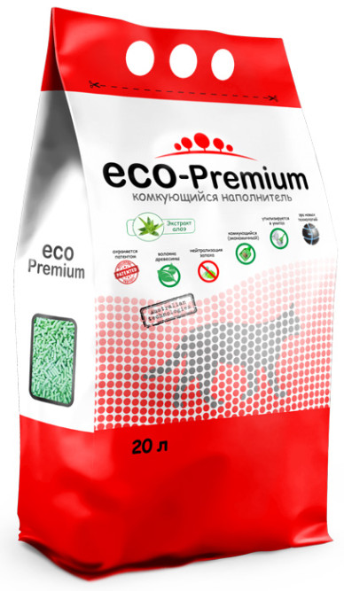 ECO-Premium наполнитель древесный комкующийся с ароматом алоэ - 20 л (7,6 кг)
