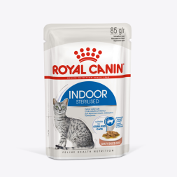 Royal Canin Indoor Sterilised влажный корм для взрослых стерилизованных кошек, живущих в помещении, кусочки в соусе - 85 г х 28 шт