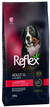 Reflex Plus Maxi Breed Adult Dog Food Lamb and Rice сухой корм для собак крупных пород, с ягненком и рисом - 18 кг