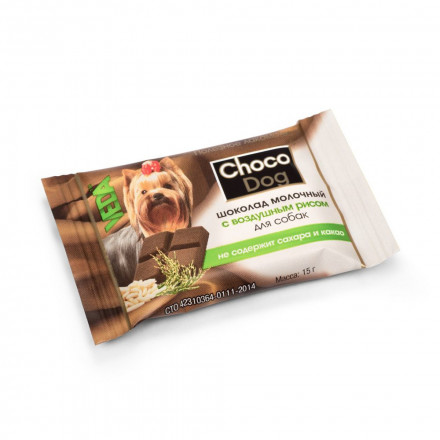 Veda Choco Dog лакомство для собак шоколад молочный с воздушным рисом - 15 г