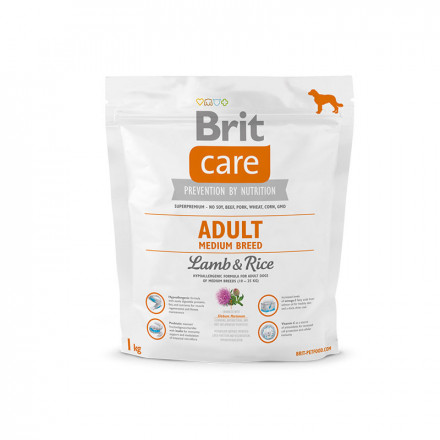 Brit Care Adult Medium Breed сухой корм для взрослых собак средних пород с ягненком и рисом - 1 кг
