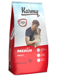 Karmy Medium Adult сухой корм для взрослых собак средних пород старше 1 года, с телятиной - 14  кг