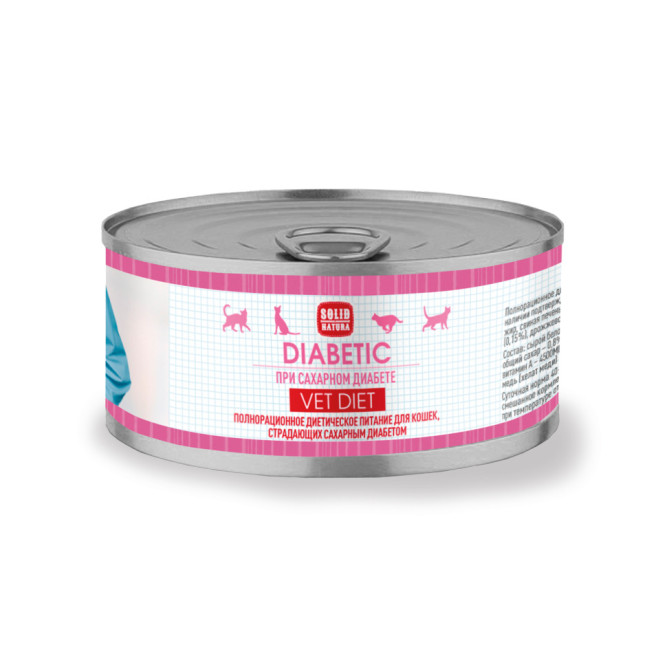 Solid Natura VET Diabetic влажный диетический корм для взрослых кошек, с курицей - 100 г х 12 шт