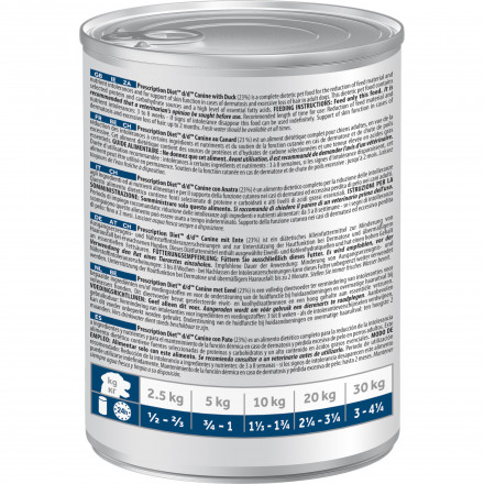 Hills Prescription Diet d/d Food Sensitivities влажный диетический корм для собак для поддержания здоровья кожи и при пищевой аллергии с уткой - 370 г