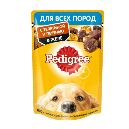 Pedigree влажный корм для взрослых собак с телятиной и печенью в желе, в паучах - 85 г х 28 шт