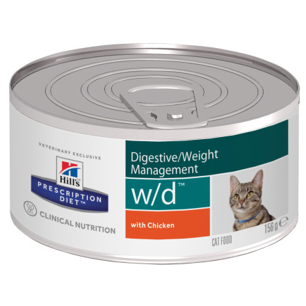 Hills Prescription Diet w/d Digestive/Weight Management влажный диетический корм для кошек для оптимального веса при сахарном диабете с курицей - 156 г