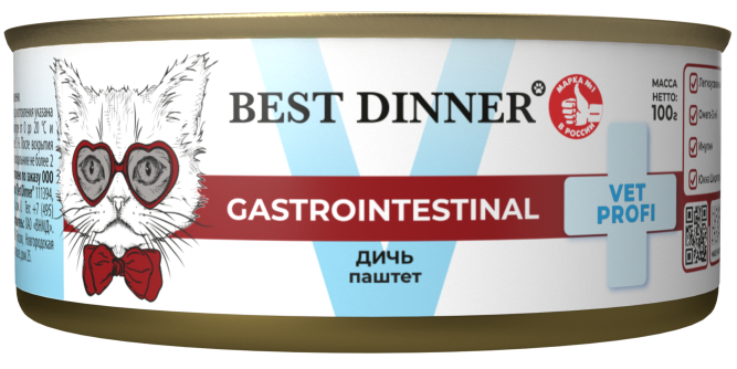 Best Dinner Exclusive консервы для кошек при проблемах пищеварения паштет с дичью - 100 г х 24 шт