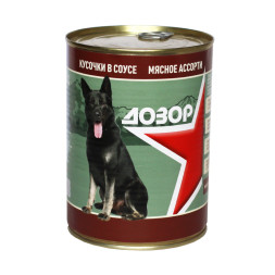 Дозор влажный корм для собак мясное ассорти, в консервах - 970 г х 12 шт