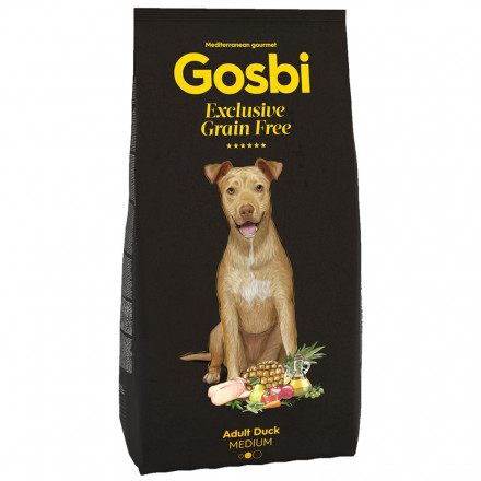 Gosbi Exclusive сухой беззерновой корм для взрослых собак всех пород с уткой - 12 кг