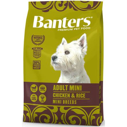 Banters Adult Mini сухой корм для взрослых собак домашнего содержания с курицей и рисом - 3 кг