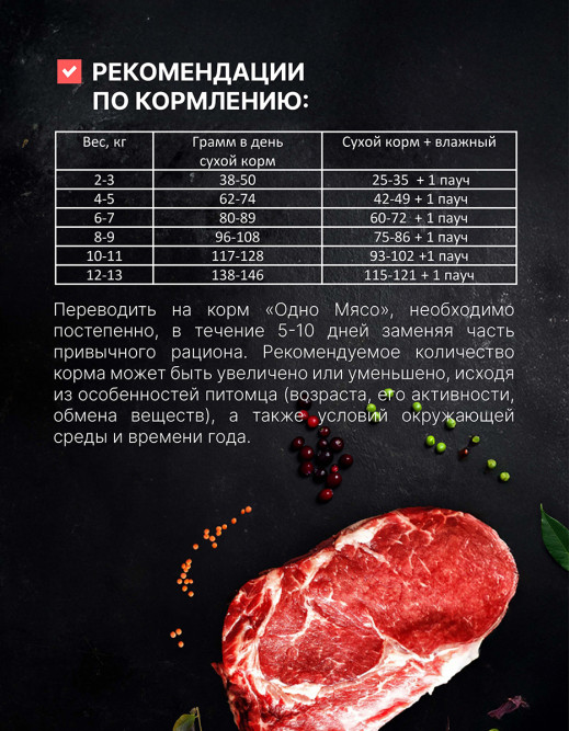 Одно Мясо сухой корм для взрослых стерилизованных кошек с говядиной - 1,5 кг