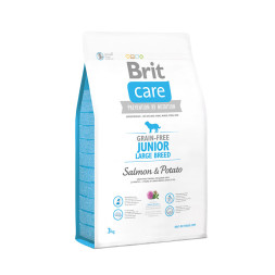 Сухой беззерновой корм Brit Care Grain-free Junior Large Breed Salmon &amp; Potato для щенков крупных пород лососем и картофелем - 3 кг