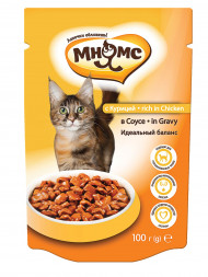 Мнямс Идеальный баланс влажный корм для взрослых кошек с курицей в соусе - 100 г (24 шт в уп)