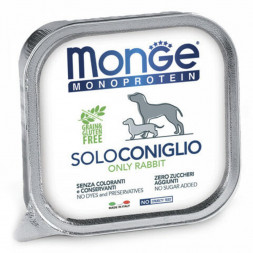 Monge Dog Monoprotein Solo влажный корм для взрослых собак с кроликом в ламистере 150 г (24 шт в уп)
