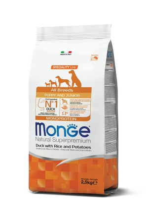 Monge Dog Speciality Line Monoprotein сухой корм для щенков всех пород с уткой, рисом и картофелем - 2,5 кг