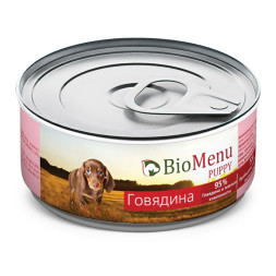 BioMenu Puppy влажный корм для щенков с говядиной, в консервах  - 100 г х 24 шт