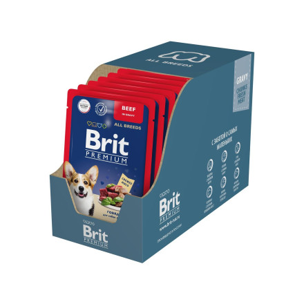 Brit Premium паучи для взрослых собак всех пород с говядиной в соусе - 85 г х 14 шт
