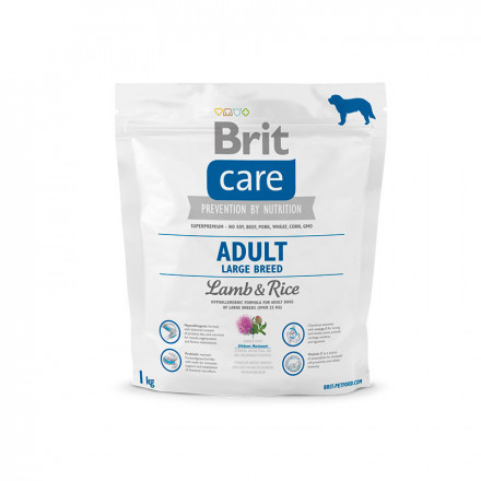 Brit Care Adult Large Breed сухой корм для взрослых собак крупных пород с ягненком и рисом - 1 кг