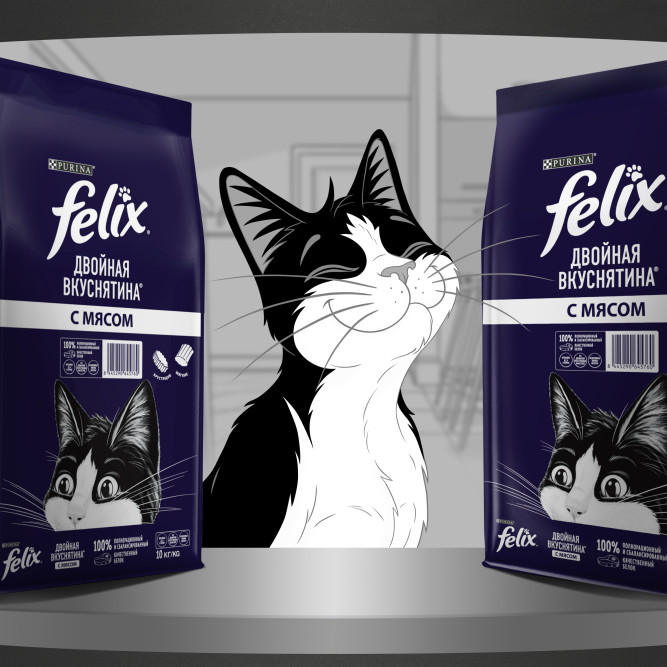 Felix Двойная Вкуснятина сухой корм для взрослых кошек с мясом - 10 кг