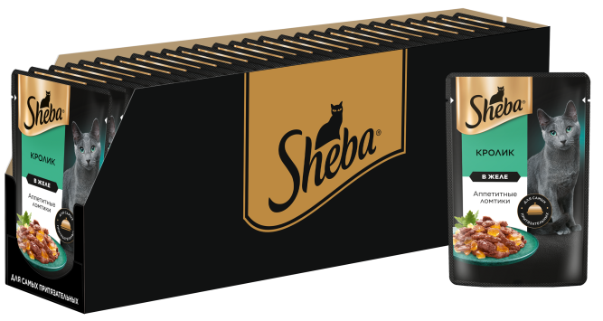 Sheba влажный корм для кошек ломтики с кроликом, в желе, в паучах - 75 г х 28 шт