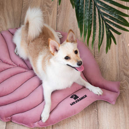 Mr.Kranch лежанка для собак Листочек, большая двусторонняя, 120х73х6 см, розовая