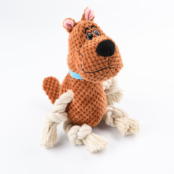 Mr.Kranch игрушка для собак &quot;Собачка&quot;, плюшевая с канатиками и пищалкой, 22 см, коричневая