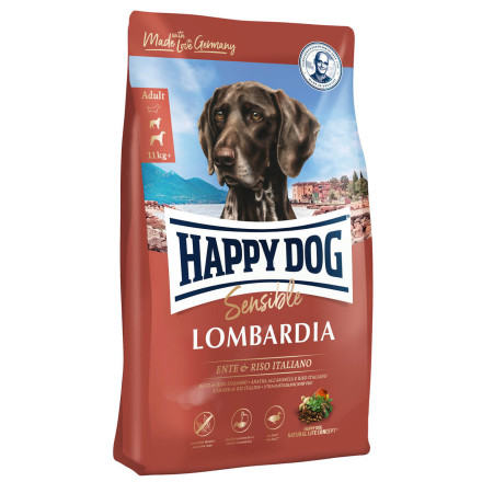 Happy Dog Supreme Sensible Lombardia сухой монобелковый корм для собак средних и крупных пород с уткой и рисом - 2,8 кг