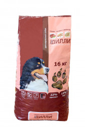 Дилли сухой корм для взрослых собак говяжья печень с овсянкой - 16 кг