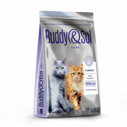 Buddy&amp;Sol Care Sensitive сухой корм для взрослых кошек с чувствительным пищеварением с индейкой - 10 кг