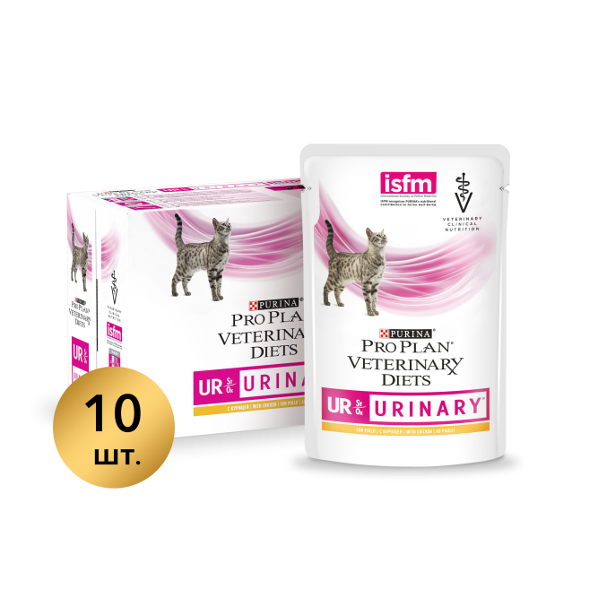 Purina Pro Plan Veterinary Diets UR St/Ox Urinary влажный корм для кошек с болезнями нижних отделов мочевыводящих путей с курицей - 85 г х 10 шт