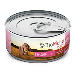 BioMenu Puppy влажный корм для щенков с индейкой, в консервах  - 100 г х 24 шт