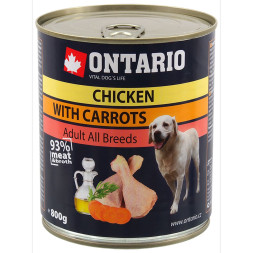 Ontario консервы для взрослых собак, с курицей и морковью - 800 г x 6 шт