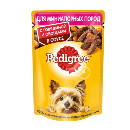 Pedigree влажный корм для взрослых собак миниатюрных пород с говядиной и овощами, в паучах - 85 г х 24 шт