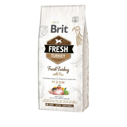 Brit Fresh Turkey with Pea Light Fit &amp; Slim сухой корм для собак для контроля веса с индейкой и горохом - 12 кг