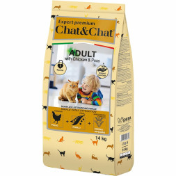 Chat&amp;Chat Expert Premium сухой корм для взрослых кошек с курицей и горохом - 14 кг
