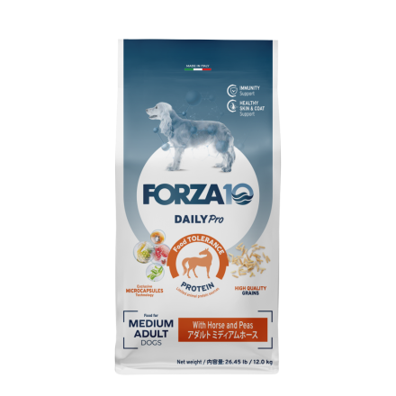 Forza10 DAILYPro Dog Adult Medium сухой монобелковый корм для взрослых собак средних пород с кониной и горохом - 12 кг