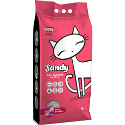 Sandy Baby Powder комкующийся бентонитовый наполнитель с ароматом детской присыпки - 5 кг
