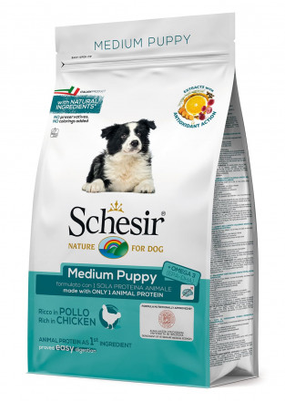 Schesir Dog Puppy Medium сухой корм для щенков средних пород с курицей - 12 кг
