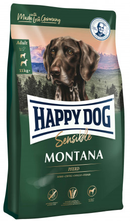 Happy Dog Supreme Sensible Mоntana сухой корм для взрослых собак средних и крупных пород при пищевой аллергии и чувствительном пищеварении с кониной - 2,8 кг