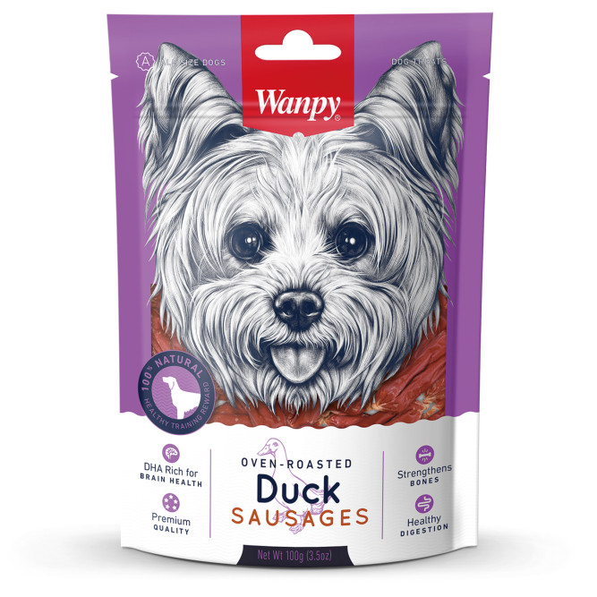 Лакомство Wanpy Dog для собак утиные сосиски 100 г