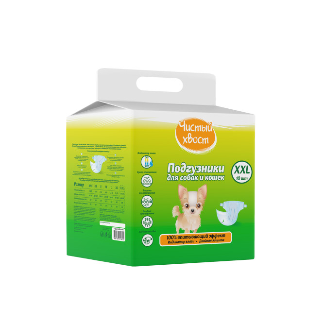 Чистый хвост подгузники для собак и кошек, XXL 20-30 кг, 10 шт
