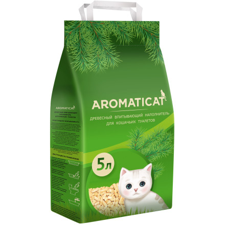 AromatiCat древесный впитывающий наполнитель для кошачьего туалета - 5 л (3 кг)