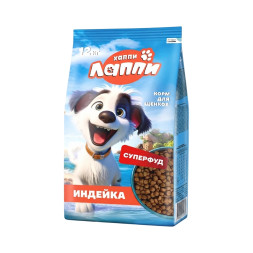 Хаппи Лаппи сухой корм для щенков всех пород с индейкой - 12 кг
