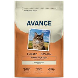 Avance Adult полнорационный сухой корм для взрослых кошек, с индейкой и бурым рисом - 5 кг