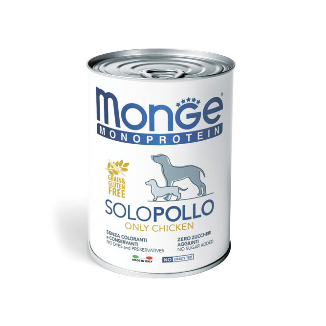 Monge Dog Monoprotein Solo влажный корм для взрослых собак c курицей в консервах 400 г (24 шт в уп)