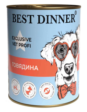 Best Dinner Exclusive Vet Profi Mobility Говядина консервы для собак - 340 г х 6 шт