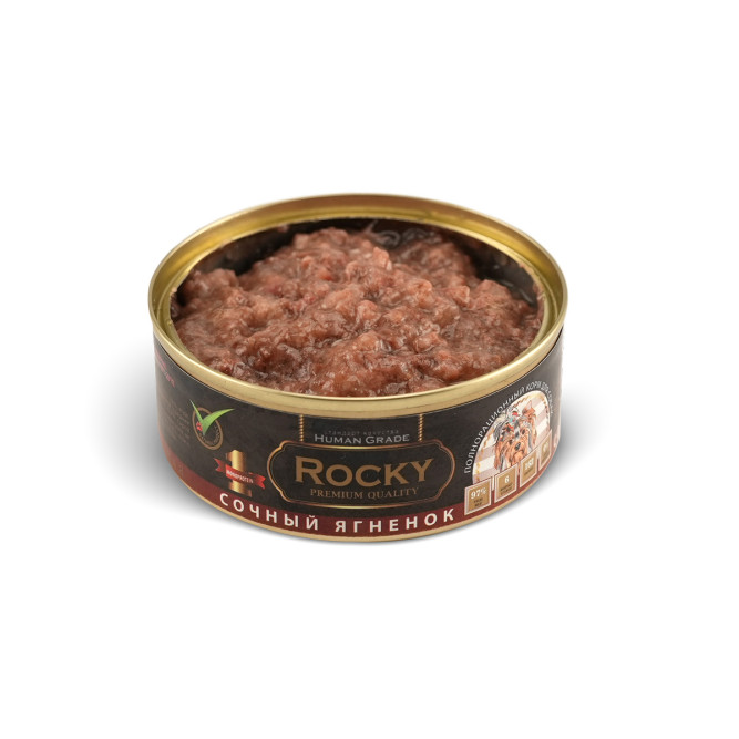 Rocky влажный монобелковый корм для взрослых собак с сочным ягненком, в консервах - 100 г х 24 шт