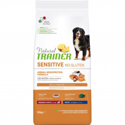 Trainer Natural Sensitive сухой корм для взрослых собак средних и крупных пород с чувствительным пищеварением без глютена c лососем - 12 кг
