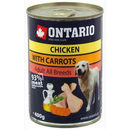 Ontario консервы для взрослых собак, с курицей и морковью - 400 г x 6 шт